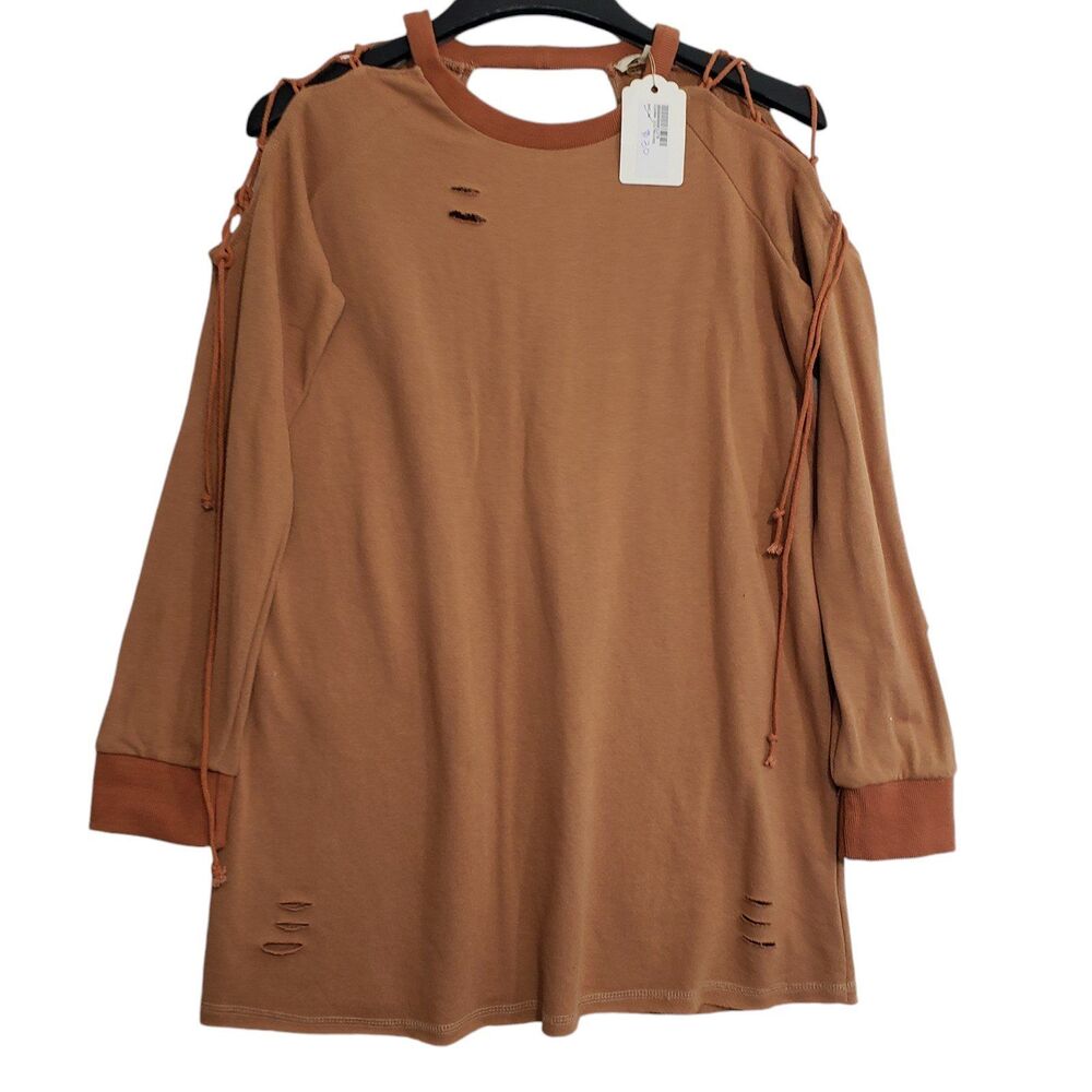 NWT NEW Easel Woman's Distressed Rust Colored Medium Top